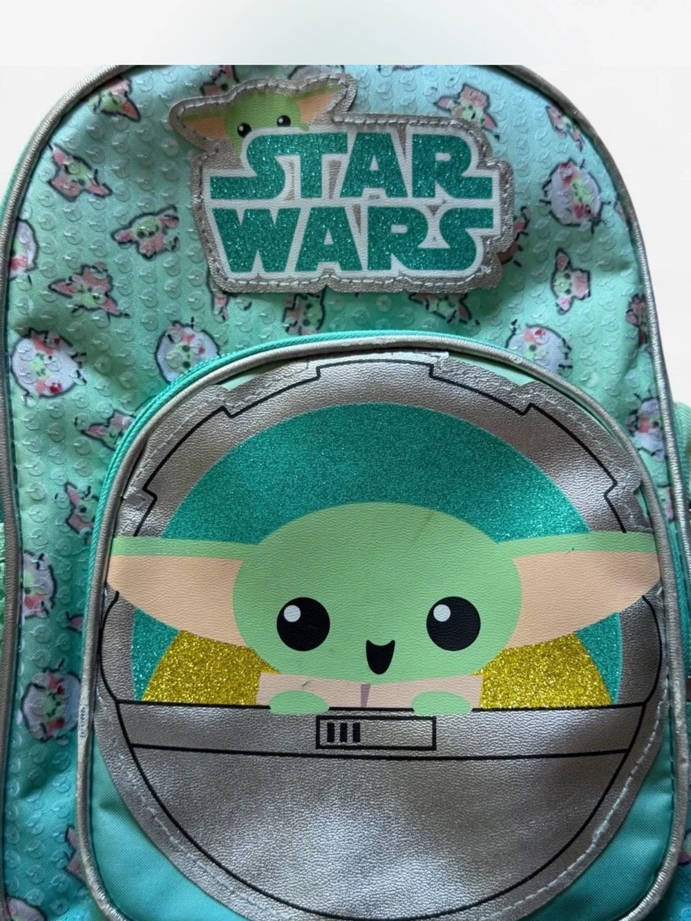 Star Wars Mint Green Grogu Plush Backpack with Metallic Accents